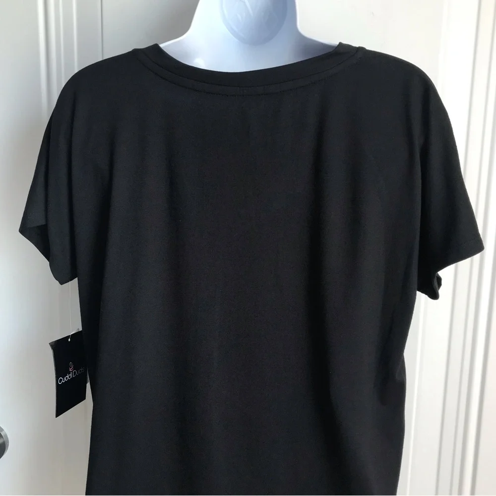 Cuddl Duds Brand solid black v-neck ss soft & stretchy tee top in size XS NWT - Picture 10 of 13